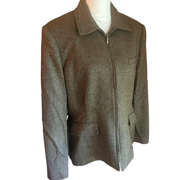 Lauren Ralph Lauren Womens Tweed Jacket Size 12 100% Wool Brown Classic Elegant - Picture 1 of 12
